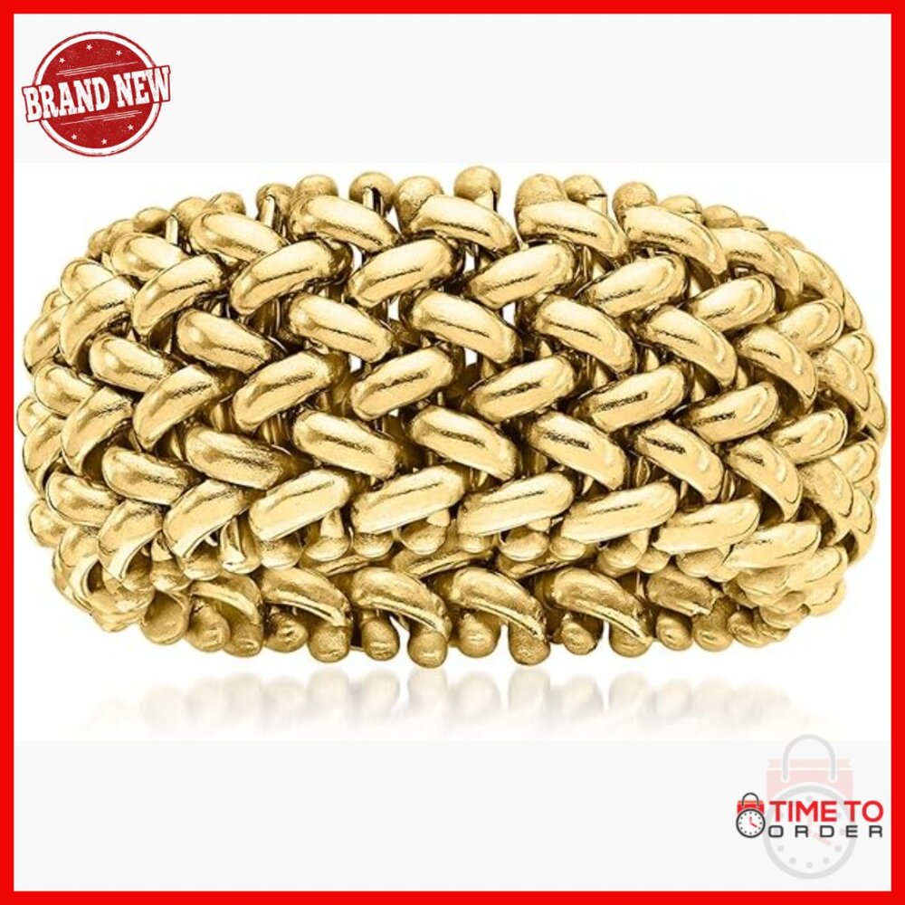 14kt Yellow Gold Statement Ring Size 7 Beaded Mesh Design